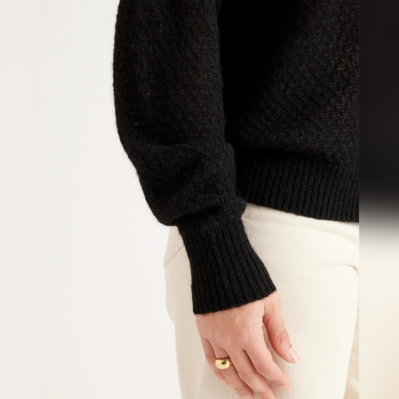 NWT Quince Baby Alpaca-Wool Diamond Stitch Crew Black Sz XS - Picture 5 of 12